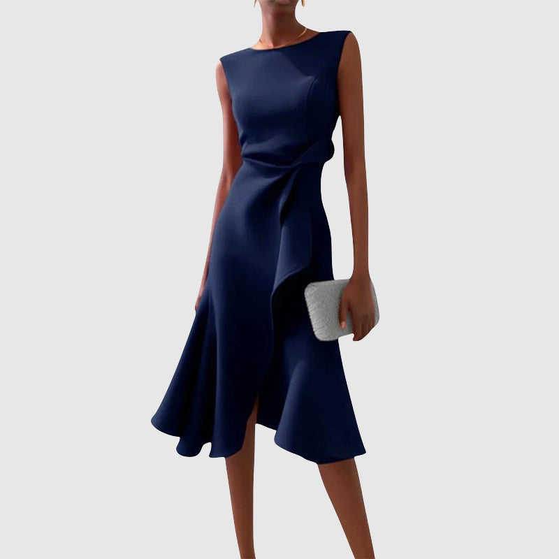 Clara Duval Midi Dress with Side Draping