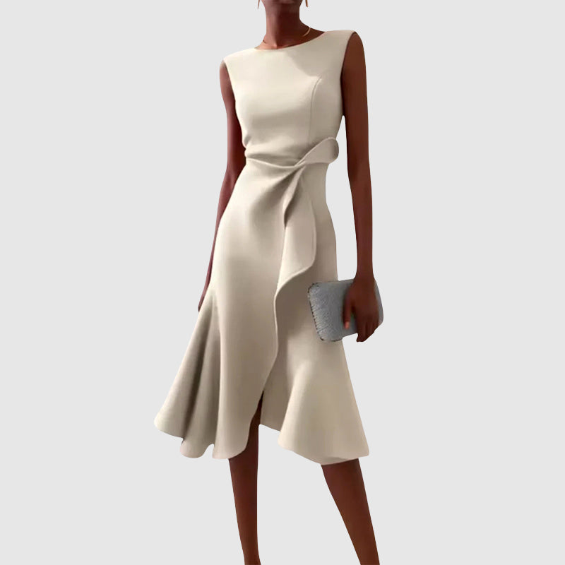 Clara Duval Midi Dress with Side Draping