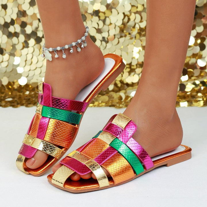 Clara Duval Multicolor Strap Flat Sandals