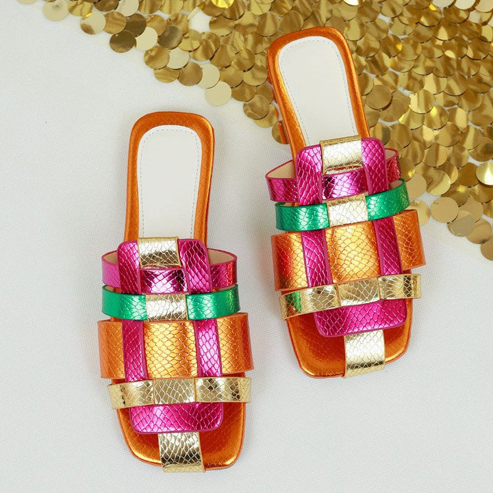 Clara Duval Multicolor Strap Flat Sandals