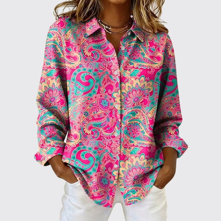 Clara Duval Paisley Print Button-Up Blouse