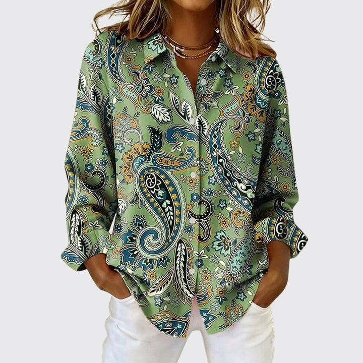 Clara Duval Paisley Print Button-Up Blouse
