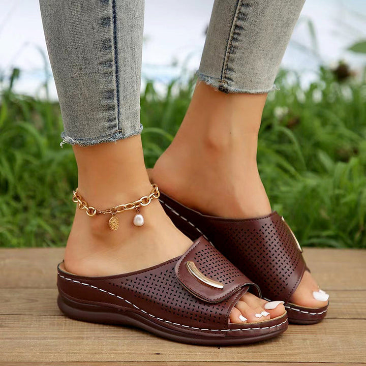 Clara Duval Perforated Wedge Sandals
