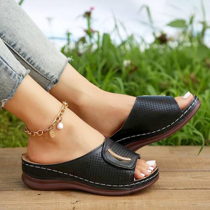Clara Duval Perforated Wedge Sandals