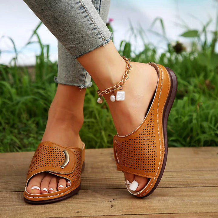 Clara Duval Perforated Wedge Sandals