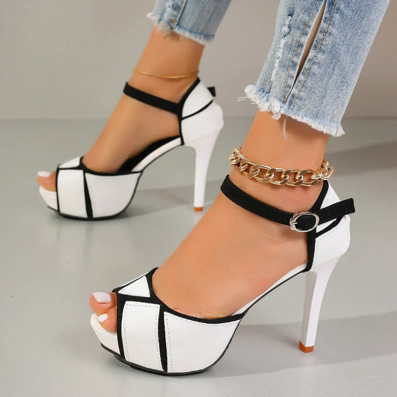 Clara Duval Platform Heels with Color Block Detail