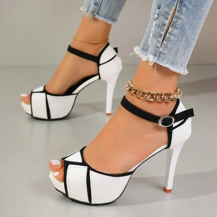 Clara Duval Platform Heels with Color Block Detail