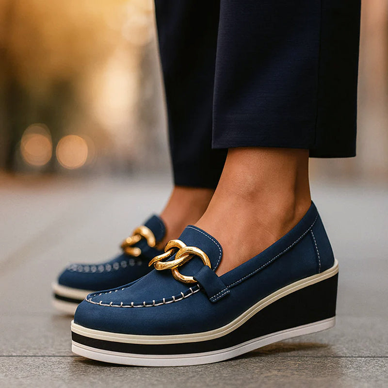 Clara Duval Platform Loafers with Chain Detail