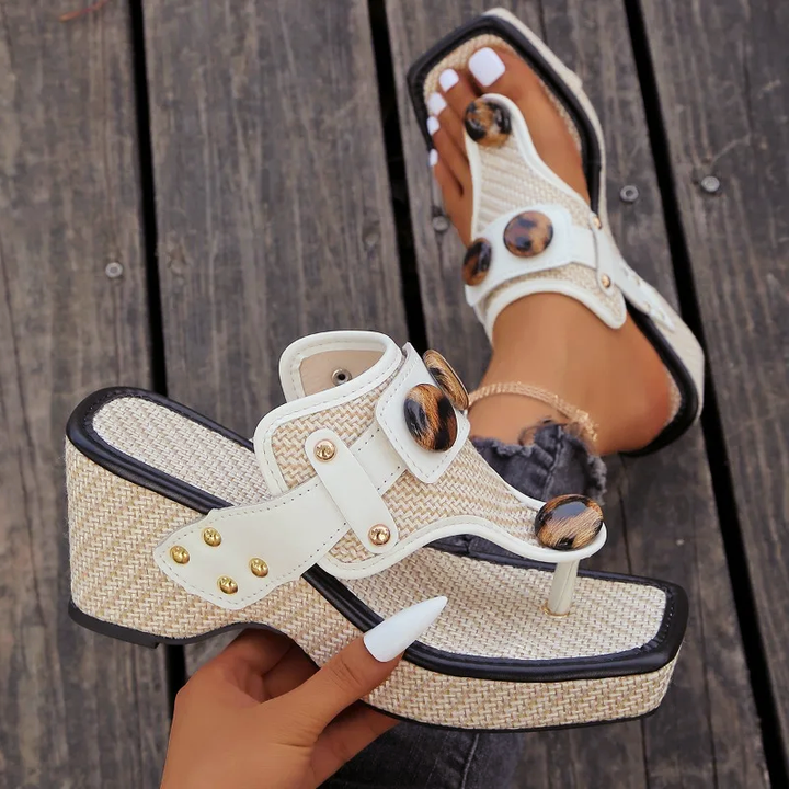 Clara Duval Platform Sandals with Decorative Buckles