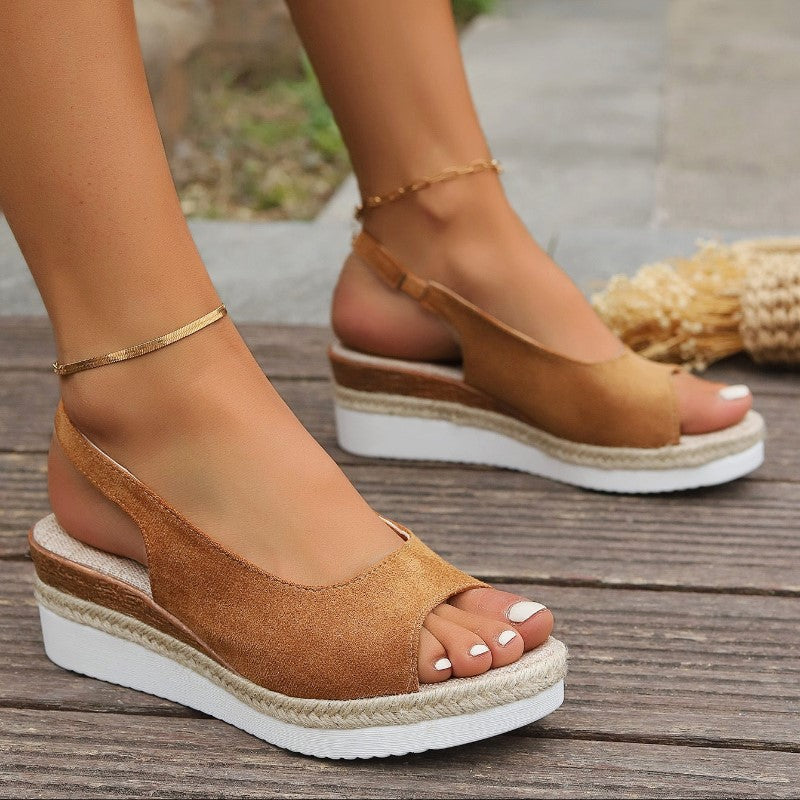 Clara Duval Platform Sandals with Slingback Strap