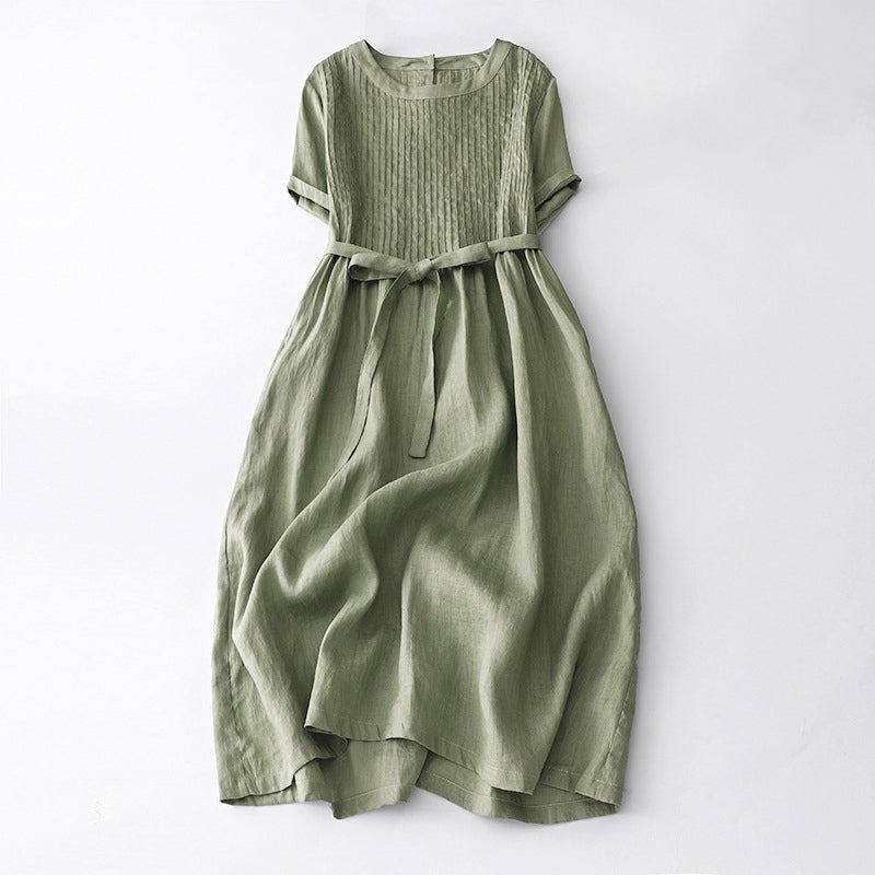 Clara Duval Pleated Bodice Midi Dress