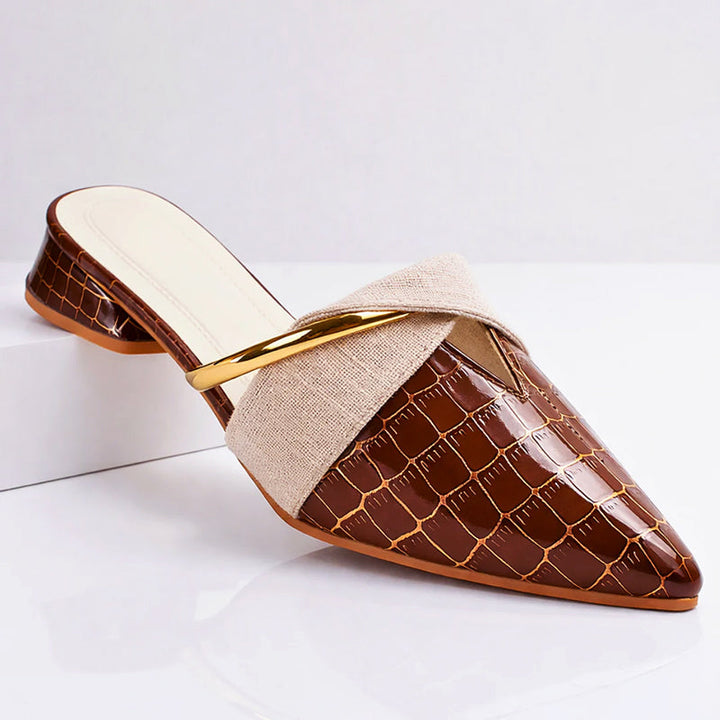 Clara Duval Pointed Mules with Gold Accent