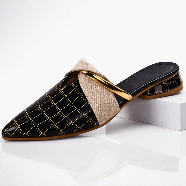 Clara Duval Pointed Mules with Gold Accent