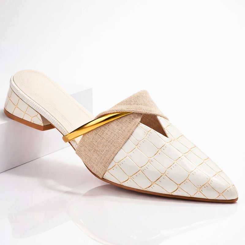 Clara Duval Pointed Mules with Gold Accent