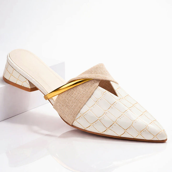 Clara Duval Pointed Mules with Gold Accent