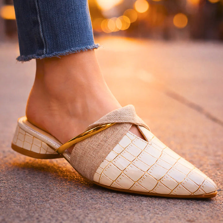 Clara Duval Pointed Mules with Gold Accent