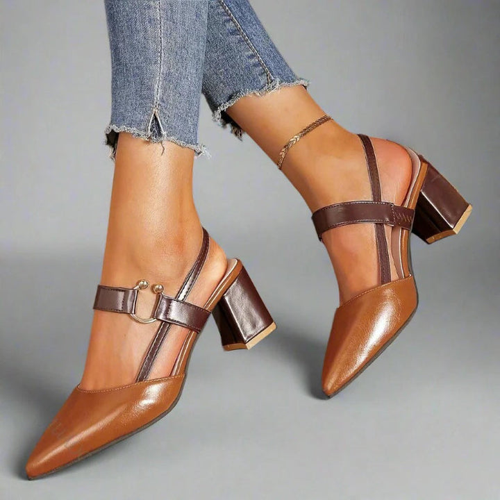 Clara Duval Pointed Toe Heels with Strap Detail