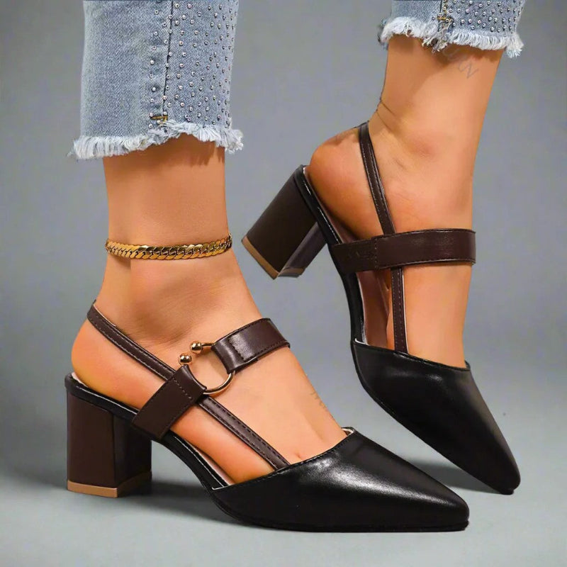 Clara Duval Pointed Toe Heels with Strap Detail