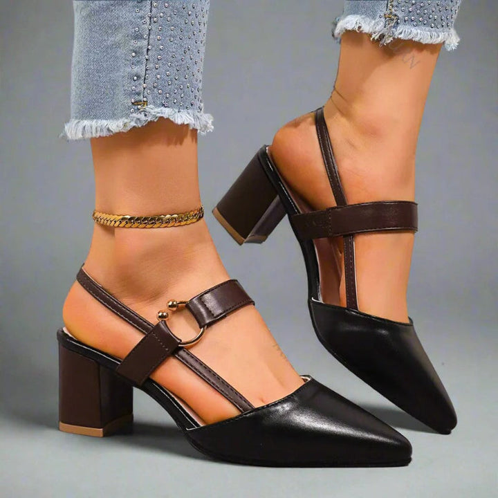 Clara Duval Pointed Toe Heels with Strap Detail