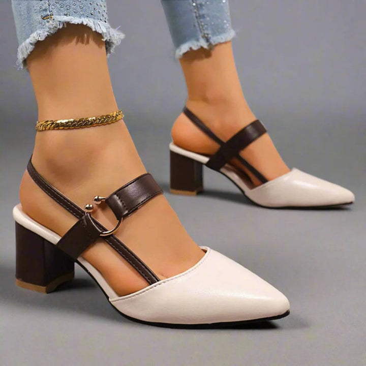 Clara Duval Pointed Toe Heels with Strap Detail
