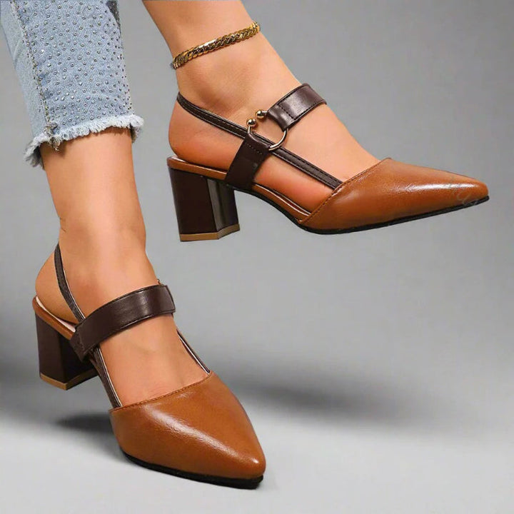 Clara Duval Pointed Toe Heels with Strap Detail