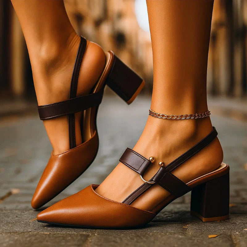 Clara Duval Pointed Toe Heels with Strap Detail