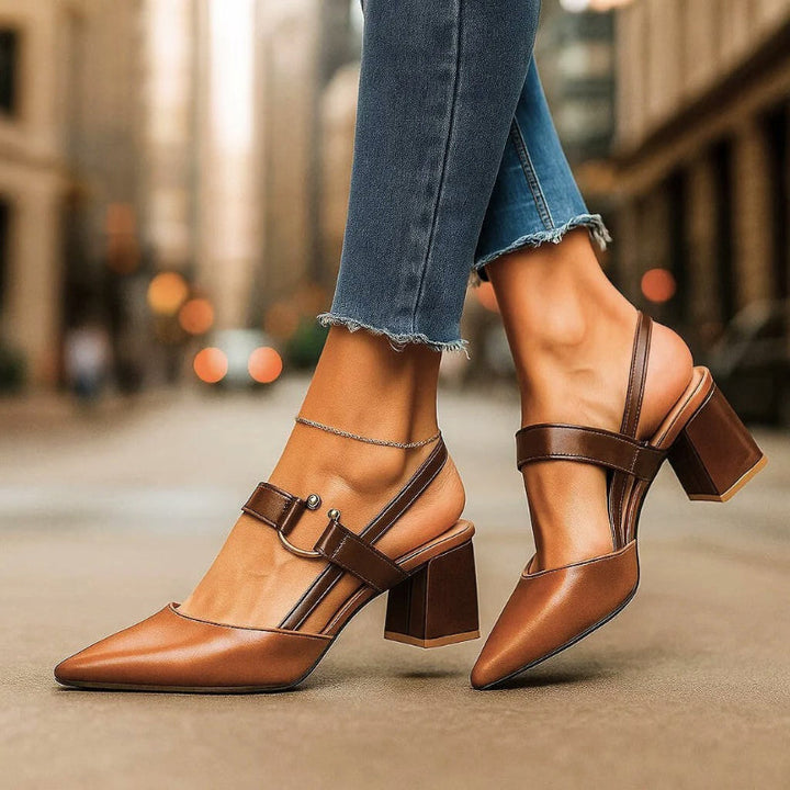 Clara Duval Pointed Toe Heels with Strap Detail