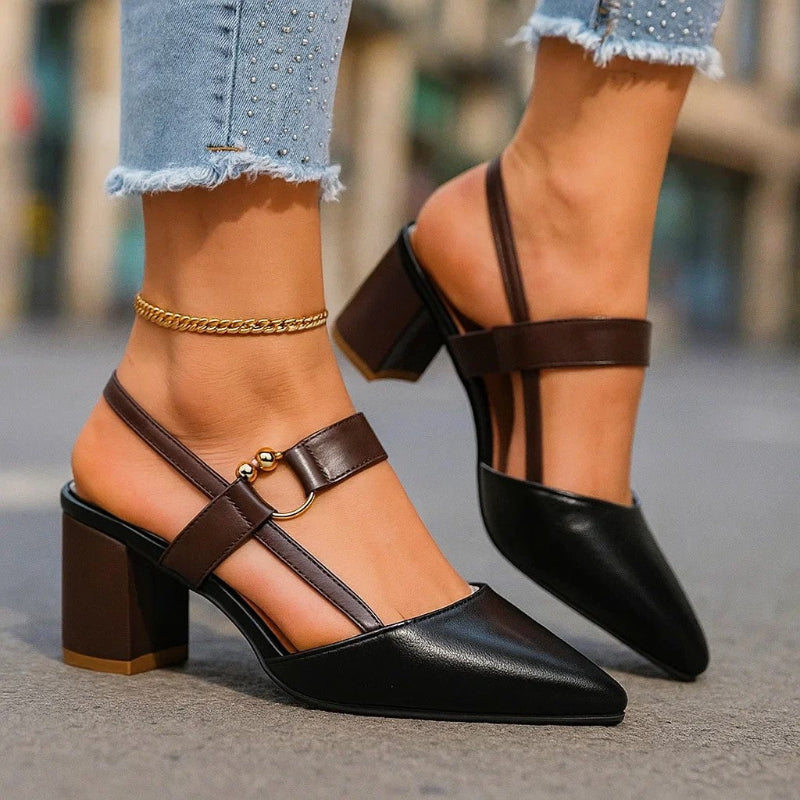 Clara Duval Pointed Toe Heels with Strap Detail