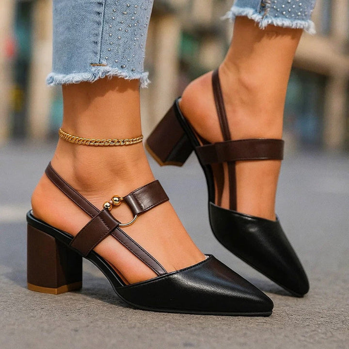Clara Duval Pointed Toe Heels with Strap Detail