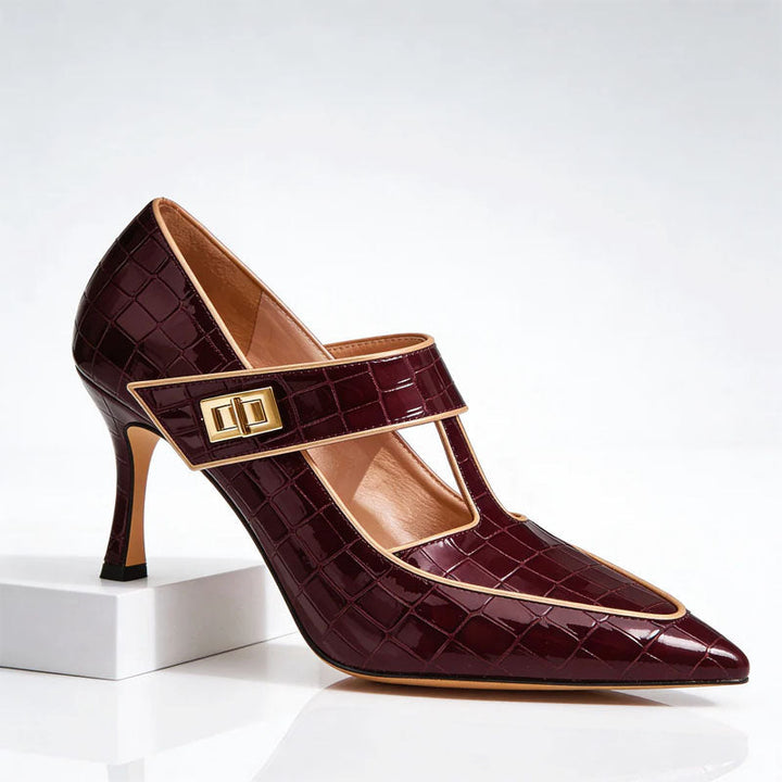 Clara Duval Pointed Toe T-Strap Heels