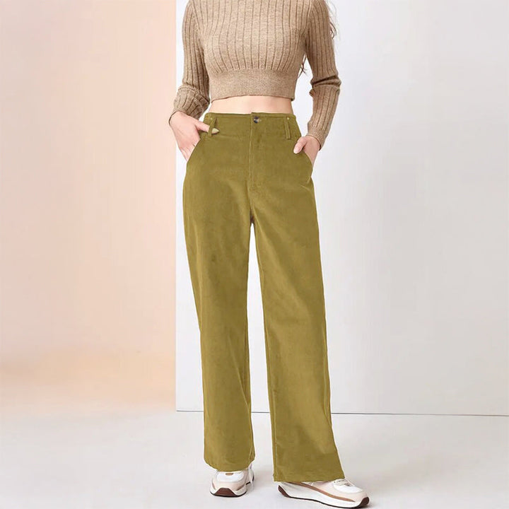 Clara Duval Relaxed Corduroy High-Waist Pants