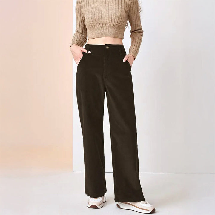 Clara Duval Relaxed Corduroy High-Waist Pants
