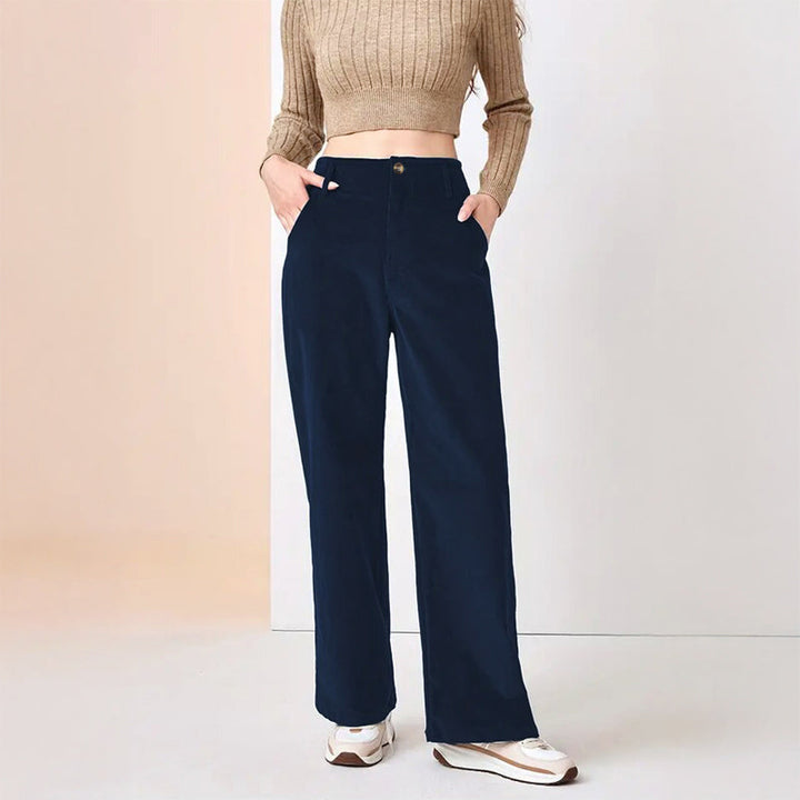 Clara Duval Relaxed Corduroy High-Waist Pants