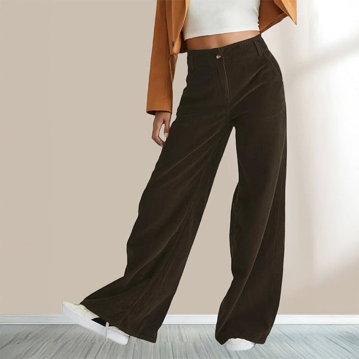Clara Duval Relaxed Corduroy High-Waist Pants