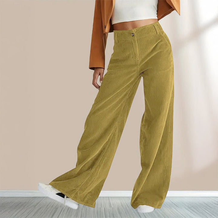 Clara Duval Relaxed Corduroy High-Waist Pants
