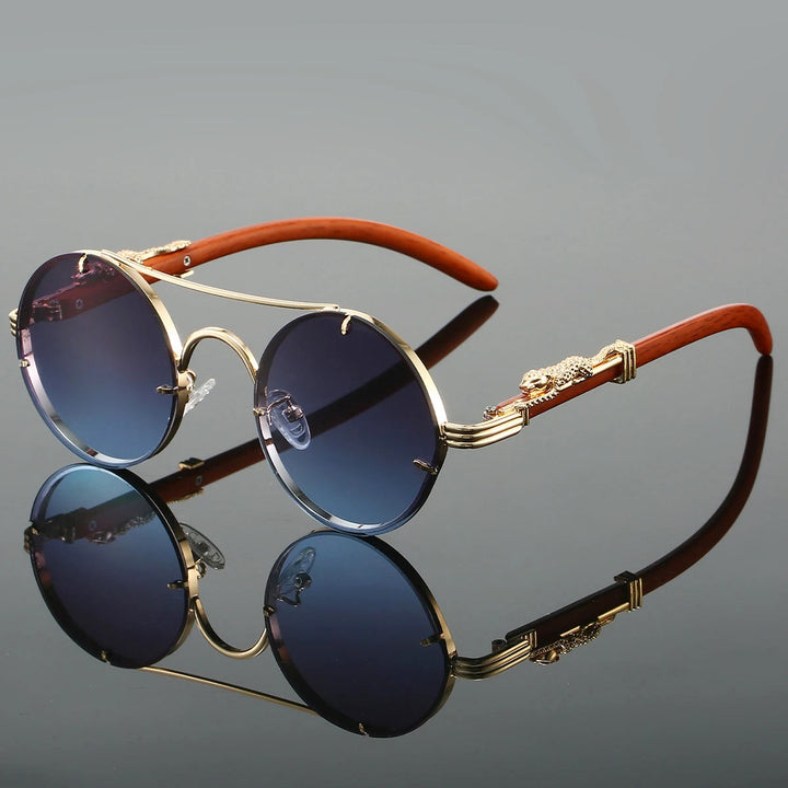 Clara Duval Round Lens Metal Frame Sunglasses