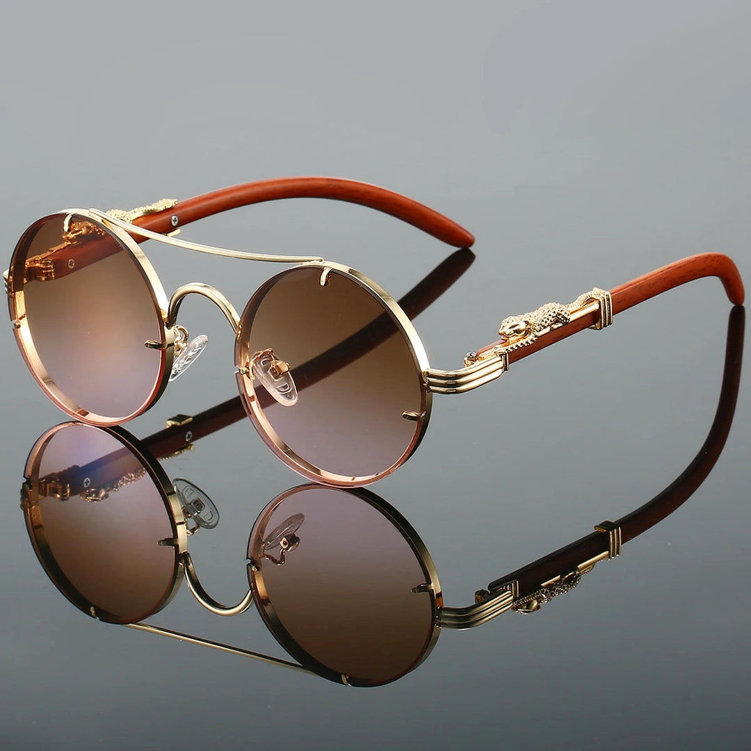 Clara Duval Round Lens Metal Frame Sunglasses