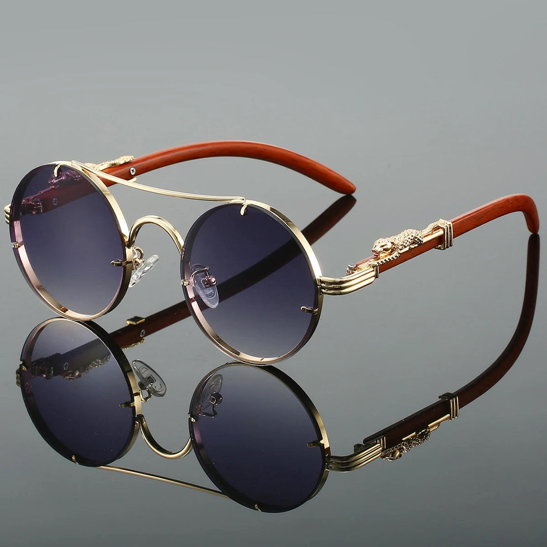 Clara Duval Round Lens Metal Frame Sunglasses