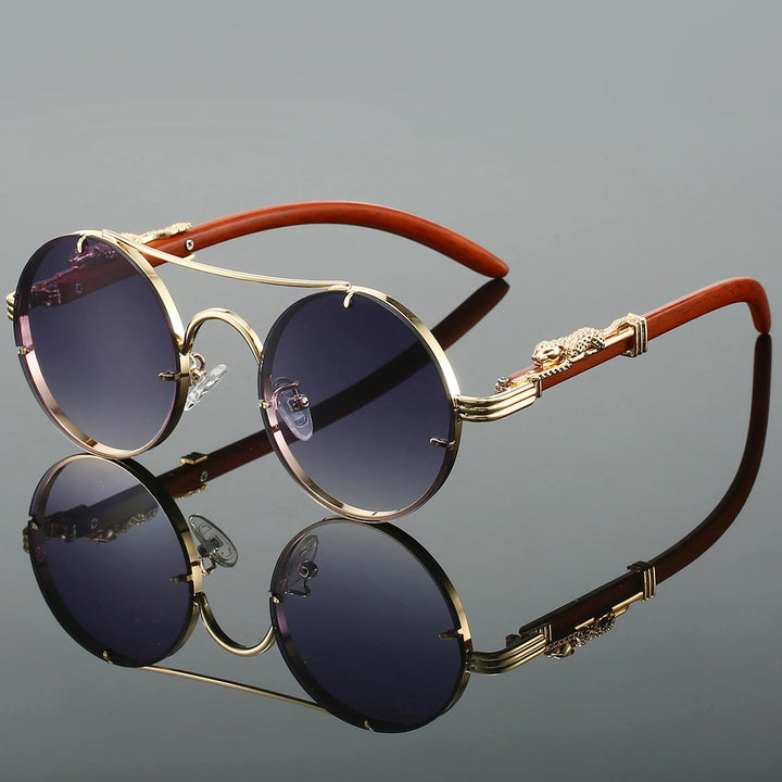 Clara Duval Round Lens Metal Frame Sunglasses