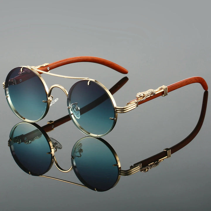 Clara Duval Round Lens Metal Frame Sunglasses