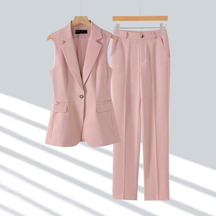 Clara Duval Sleeveless Blazer and Pants Set