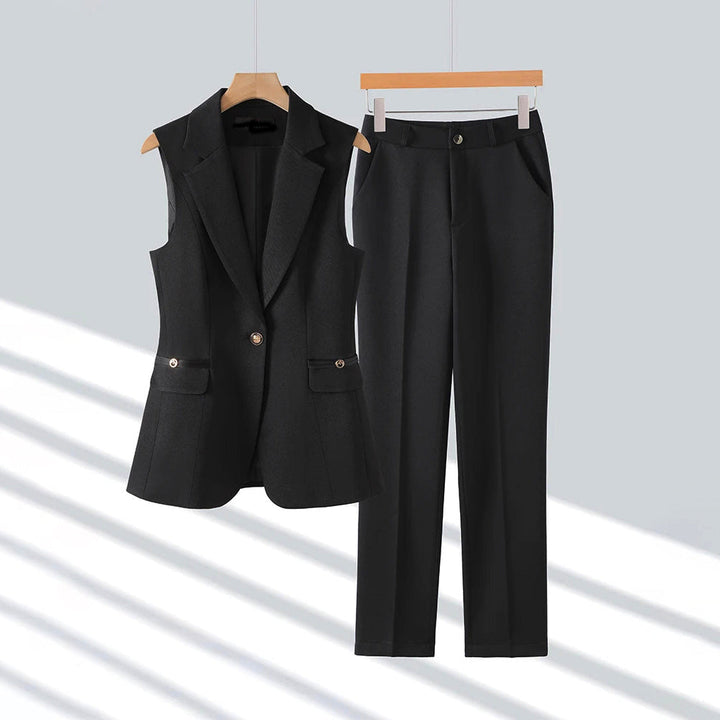 Clara Duval Sleeveless Blazer and Pants Set
