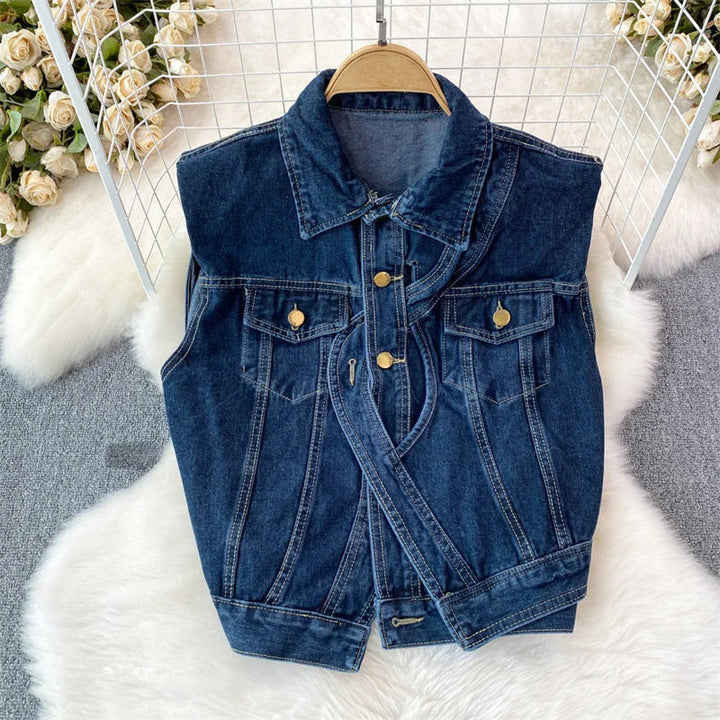 Clara Duval Sleeveless Denim Vest