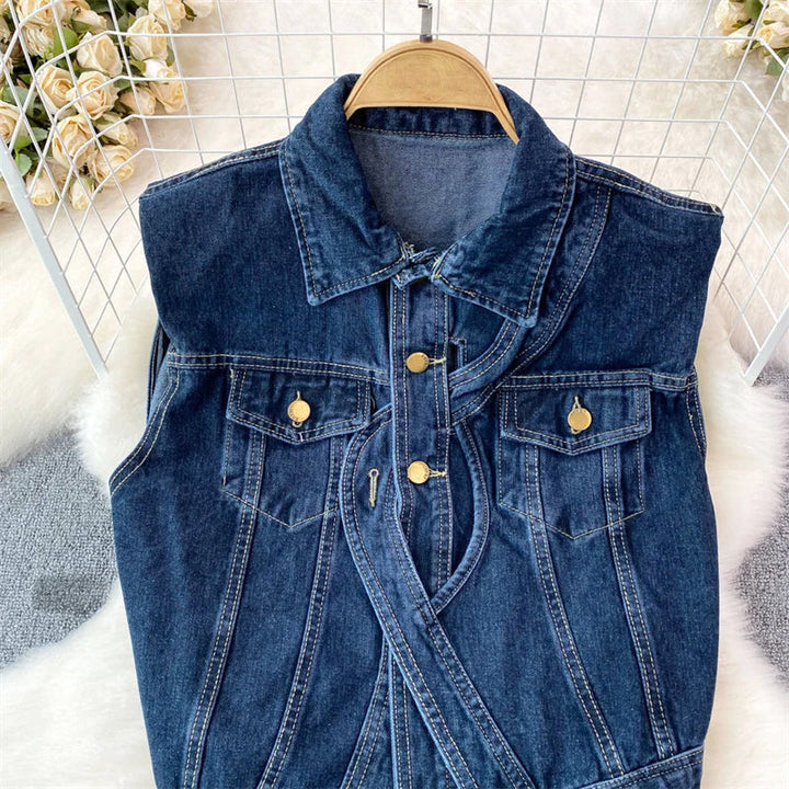 Clara Duval Sleeveless Denim Vest