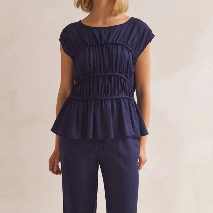 Clara Duval Sleeveless Peplum Blouse