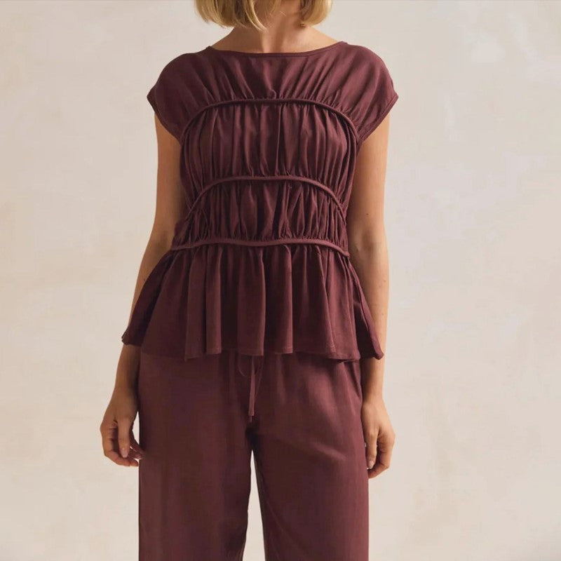 Clara Duval Sleeveless Peplum Blouse