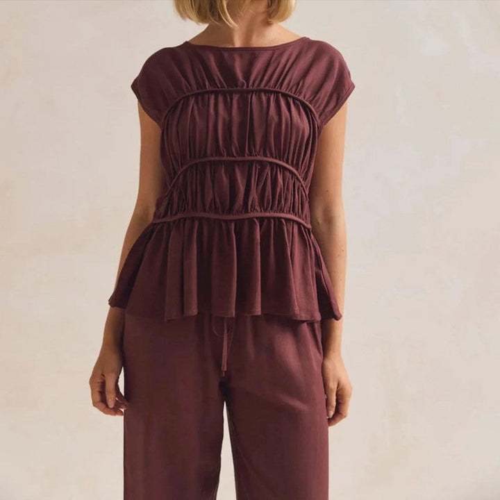 Clara Duval Sleeveless Peplum Blouse