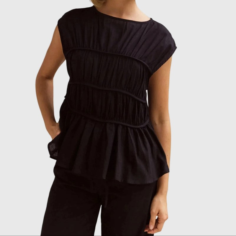 Clara Duval Sleeveless Peplum Blouse