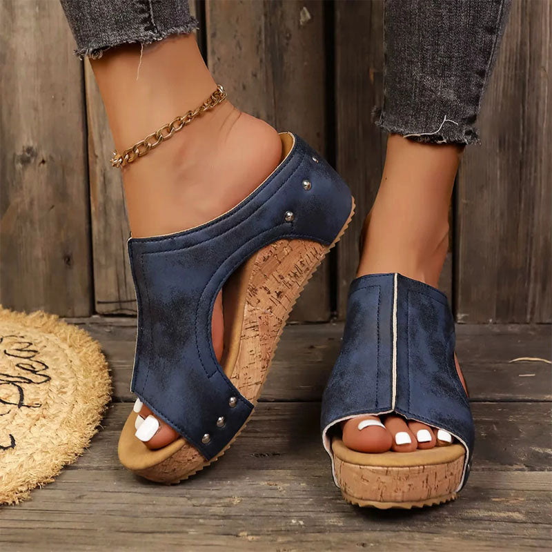 Clara Duval Slide Sandals with Cut-Out Design