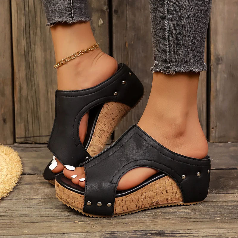 Clara Duval Slide Sandals with Cut-Out Design
